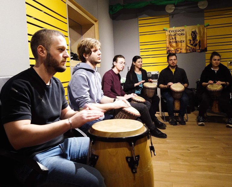 Interactive percussion workshop, Sunrise HUB, 2022