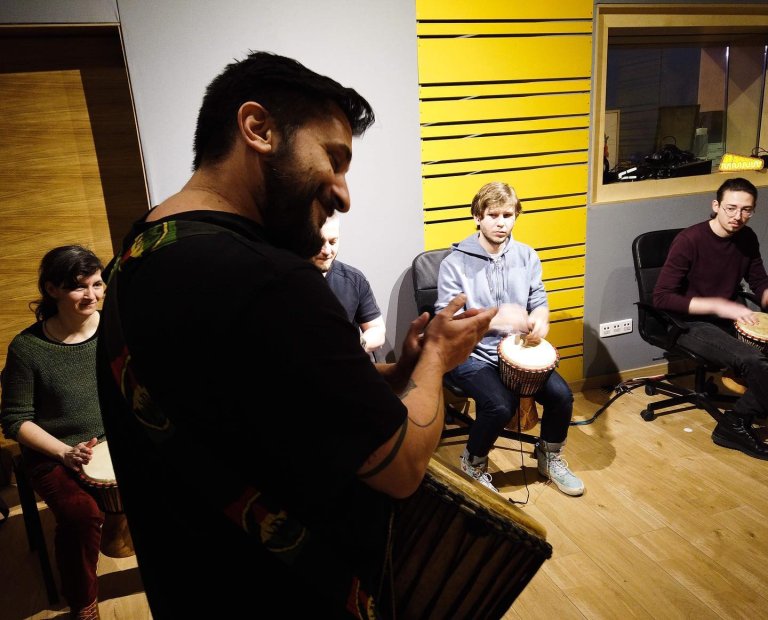 Interactive percussion workshop, Sunrise HUB, 2022